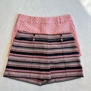 LOFT Jacquard Knit Riviera Shorts(2) Aztec Geometric Pattern Navy Pink Size 10